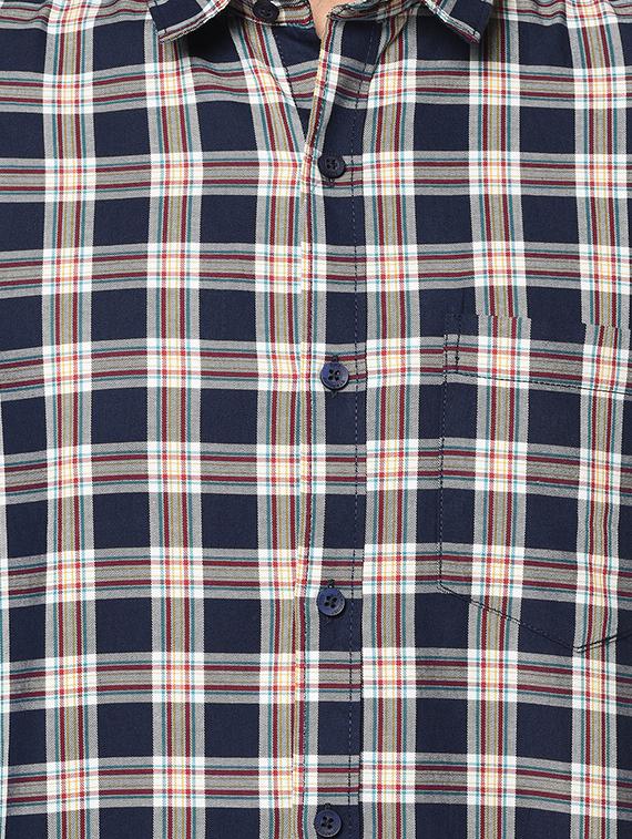navy blue checkered casual shirt - 17535719 - Zoom Image - 5