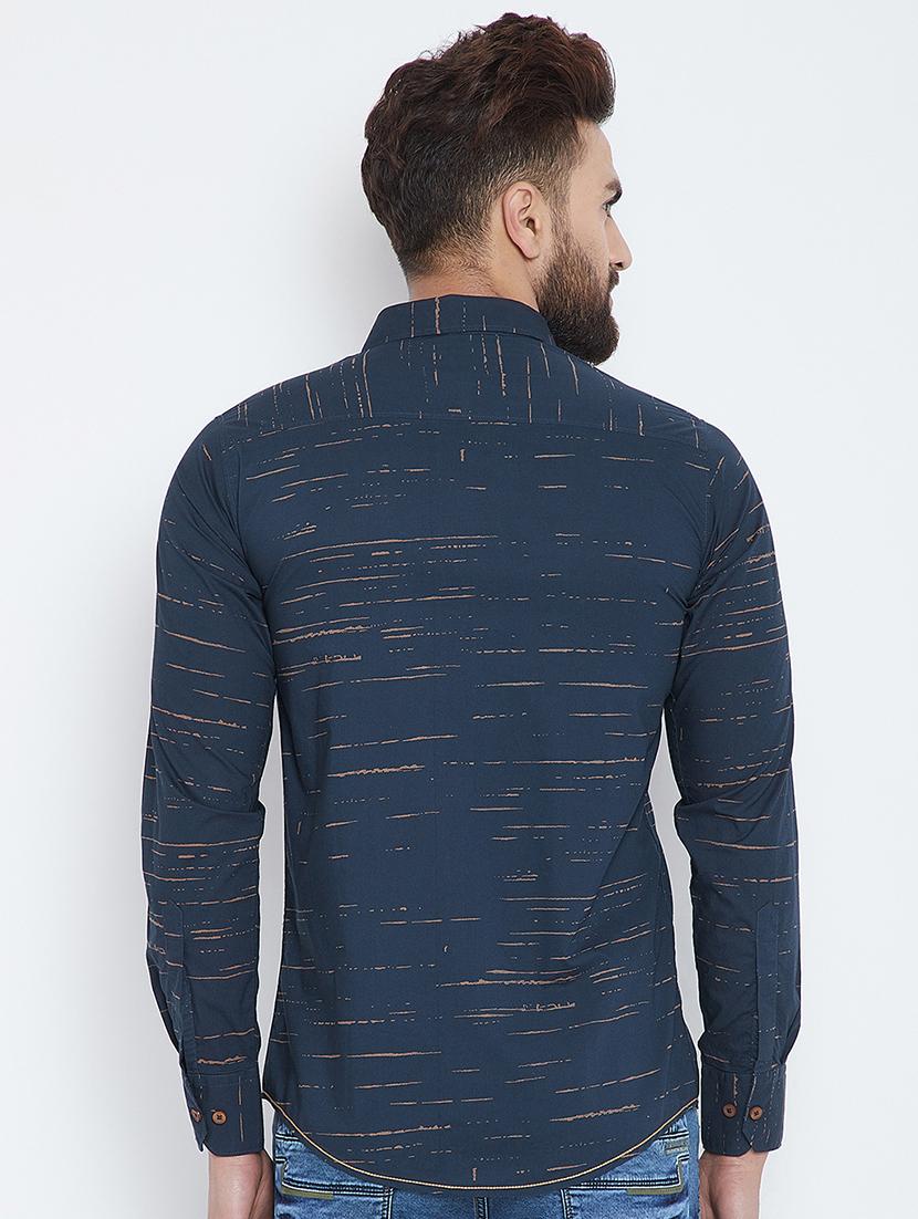 navy blue printed casual shirt - 17535720 - Zoom Image - 3