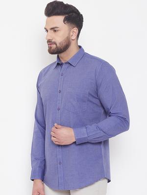 blue solid casual shirt - 17535725 - Standard Image - 2