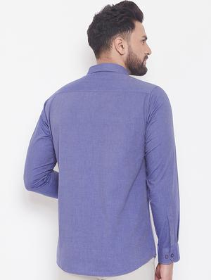 blue solid casual shirt - 17535725 - Standard Image - 3
