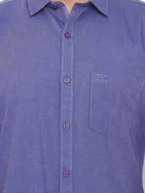 blue solid casual shirt - 17535725 - Standard Image - 5