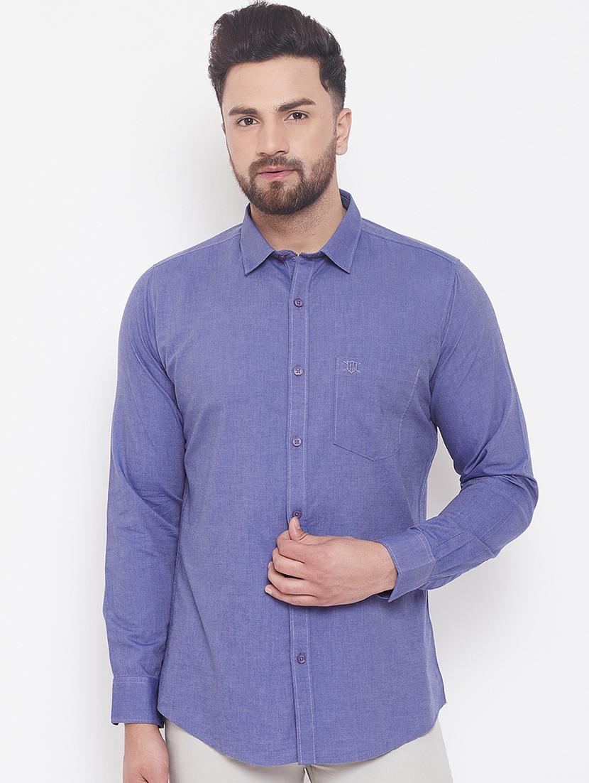 blue solid casual shirt - 17535725 - Zoom Image - 1