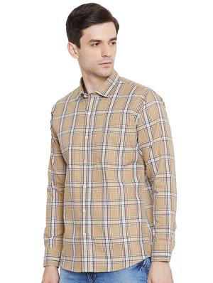 beige checkered casual shirt - 17535726 - Standard Image - 2
