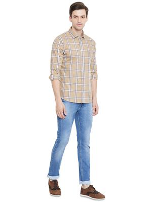 beige checkered casual shirt - 17535726 - Standard Image - 4