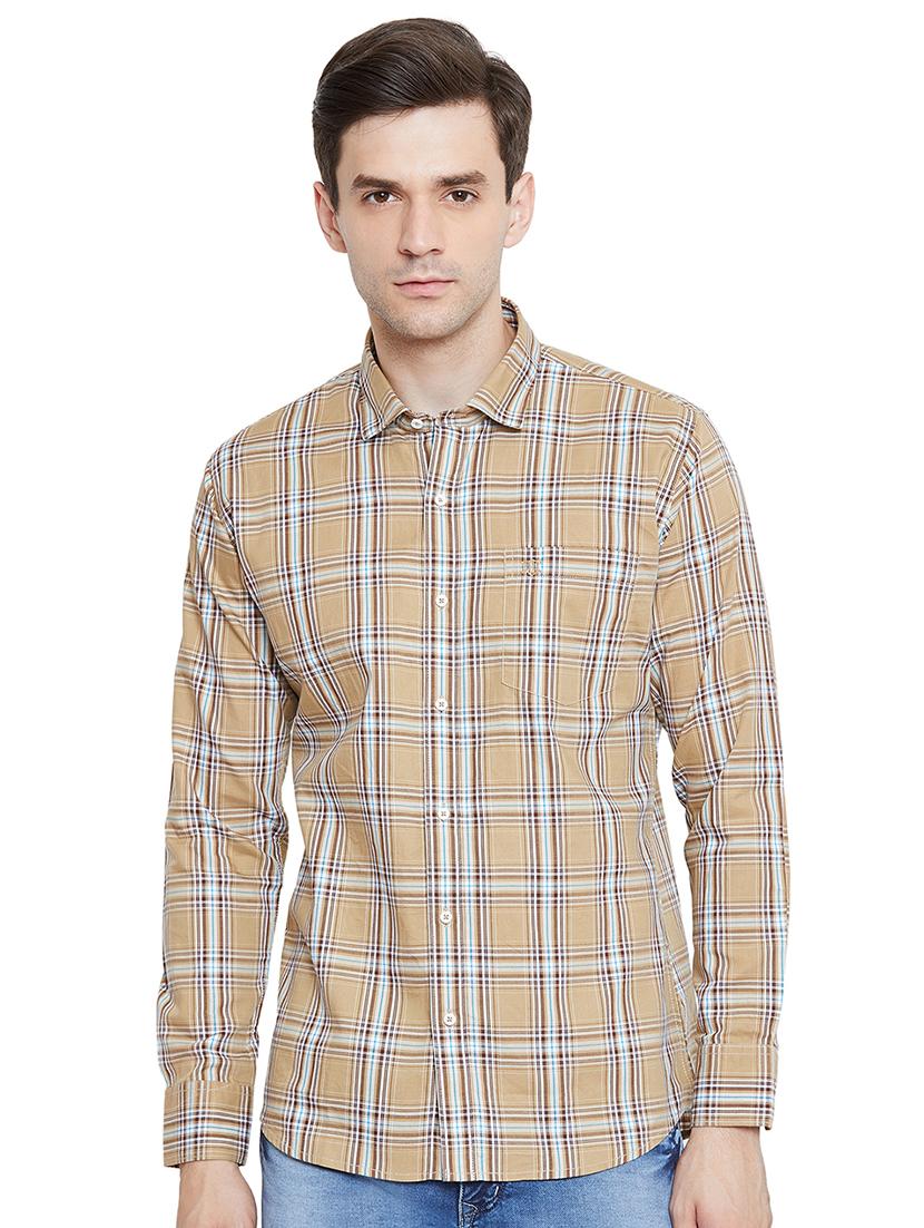 beige checkered casual shirt - 17535726 - Zoom Image - 1