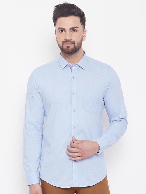 light blue solid casual shirt - 17535729 - Standard Image - 1