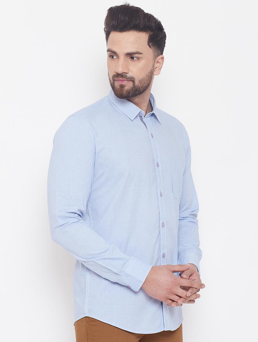 light blue solid casual shirt - 17535729 - Zoom Image - 2