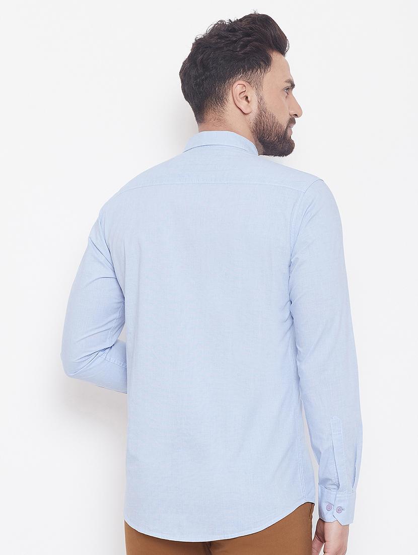 light blue solid casual shirt - 17535729 - Zoom Image - 3