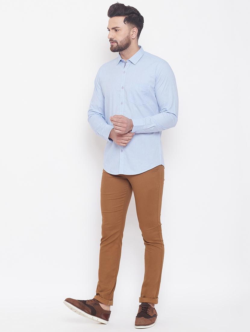 light blue solid casual shirt - 17535729 - Zoom Image - 4