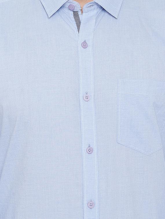 light blue solid casual shirt - 17535729 - Zoom Image - 5