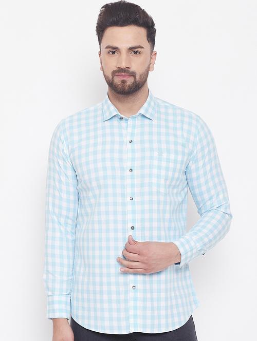 light blue checkered casual shirt - 17535730 - Standard Image - 1