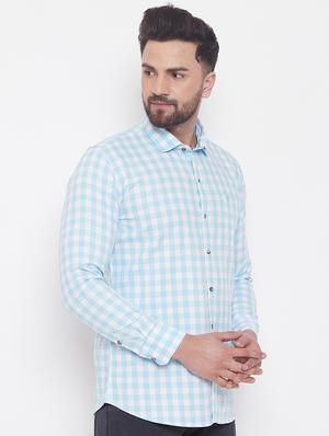 light blue checkered casual shirt - 17535730 - Standard Image - 2