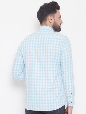 light blue checkered casual shirt - 17535730 - Standard Image - 3