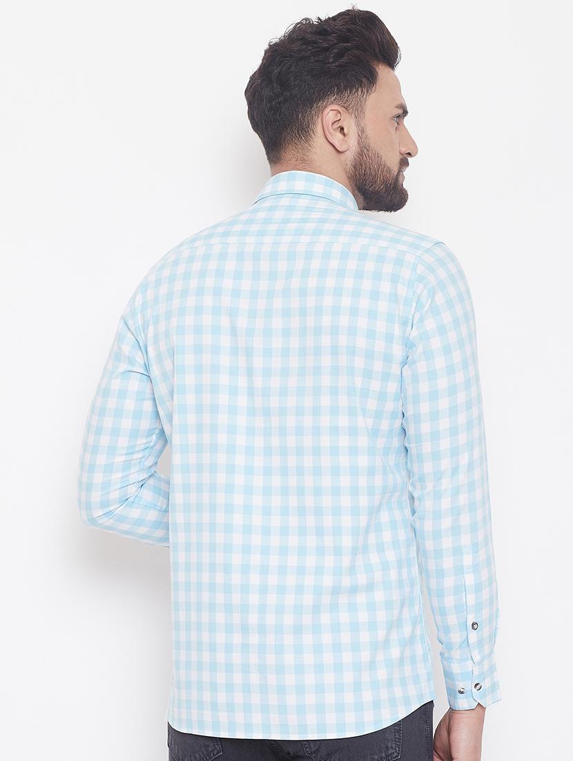 light blue checkered casual shirt - 17535730 - Zoom Image - 3