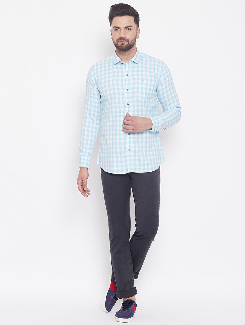 light blue checkered casual shirt - 17535730 - Zoom Image - 4