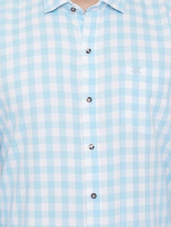light blue checkered casual shirt - 17535730 - Zoom Image - 5
