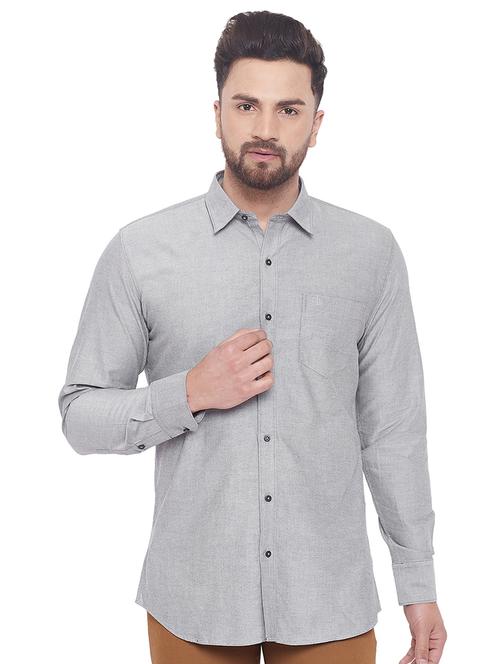 grey solid casual shirt - 17535740 - Standard Image - 1