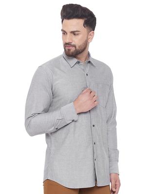 grey solid casual shirt - 17535740 - Standard Image - 2