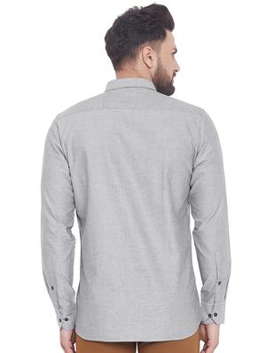 grey solid casual shirt - 17535740 - Standard Image - 3