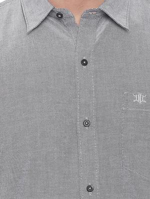 grey solid casual shirt - 17535740 - Standard Image - 5