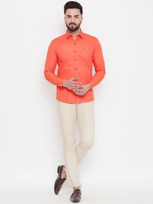 orange self design casual shirt - 17535741 - Standard Image - 4