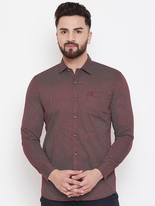 maroon printed casual shirt - 17535743 - Standard Image - 1