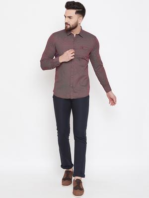 maroon printed casual shirt - 17535743 - Standard Image - 4
