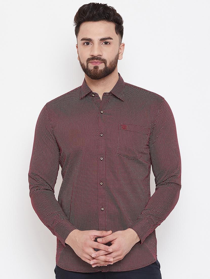 maroon printed casual shirt - 17535743 - Zoom Image - 1