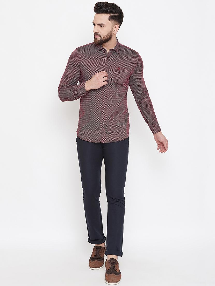 maroon printed casual shirt - 17535743 - Zoom Image - 4