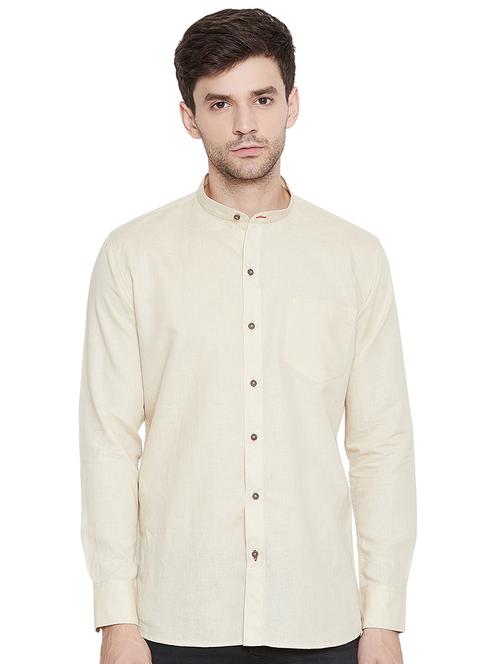 off white solid casual shirt - 17535744 - Standard Image - 1
