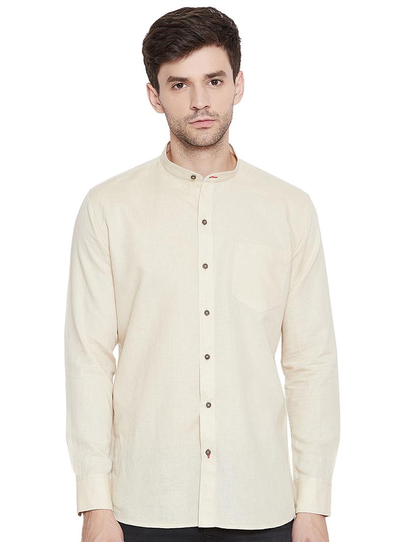off white solid casual shirt - 17535744 - Zoom Image - 1