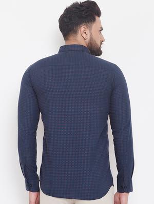 navy blue printed casual shirt - 17535748 - Standard Image - 3