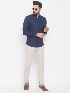 navy blue printed casual shirt - 17535748 - Standard Image - 4