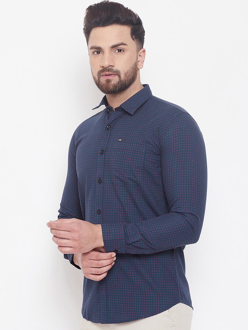 navy blue printed casual shirt - 17535748 - Zoom Image - 2