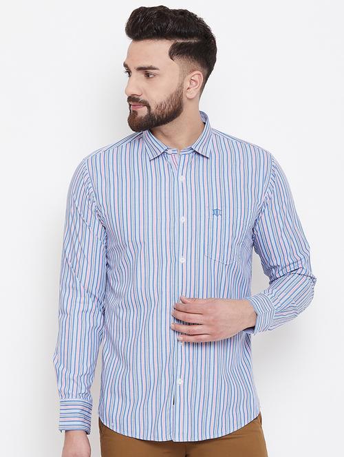 light blue striped casual shirt - 17535752 - Standard Image - 1