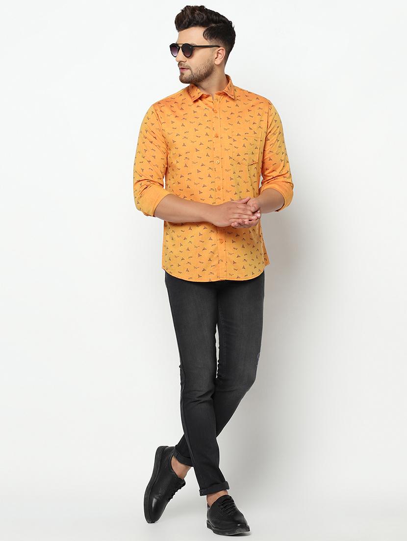 orange printed casual shirt - 17535754 - Zoom Image - 4