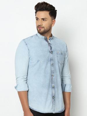 light blue faded casual shirt - 17535757 - Standard Image - 2