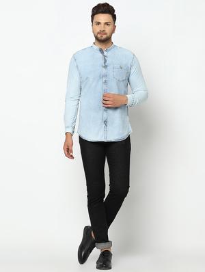 light blue faded casual shirt - 17535757 - Standard Image - 4