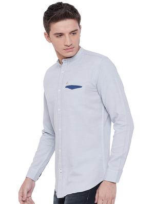 grey solid casual shirt - 17535761 - Standard Image - 2