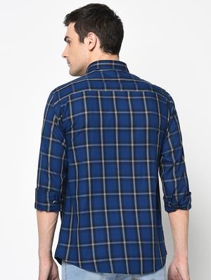 navy blue checkered casual shirt - 17535763 - Standard Image - 3