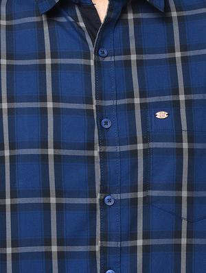 navy blue checkered casual shirt - 17535763 - Standard Image - 5
