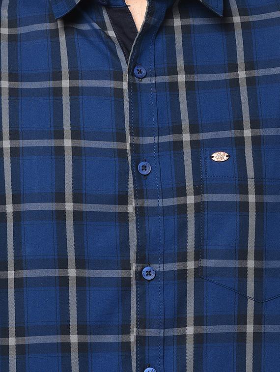 navy blue checkered casual shirt - 17535763 - Zoom Image - 5