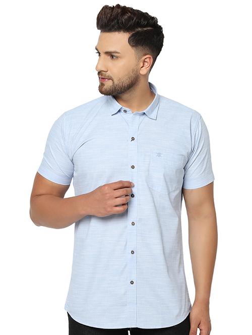 light blue printed casual shirt - 17535765 - Standard Image - 1
