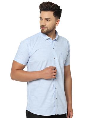 light blue printed casual shirt - 17535765 - Standard Image - 2