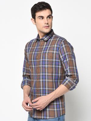 brown checkered casual shirt - 17535766 - Standard Image - 2