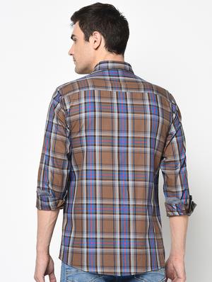 brown checkered casual shirt - 17535766 - Standard Image - 3