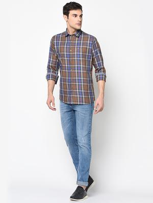 brown checkered casual shirt - 17535766 - Standard Image - 4
