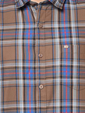 brown checkered casual shirt - 17535766 - Standard Image - 5