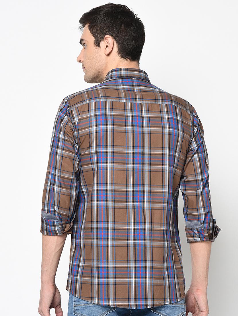 brown checkered casual shirt - 17535766 - Zoom Image - 3