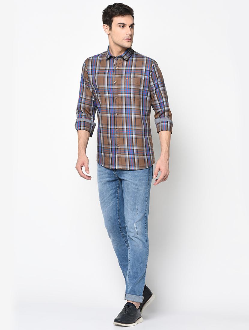 brown checkered casual shirt - 17535766 - Zoom Image - 4